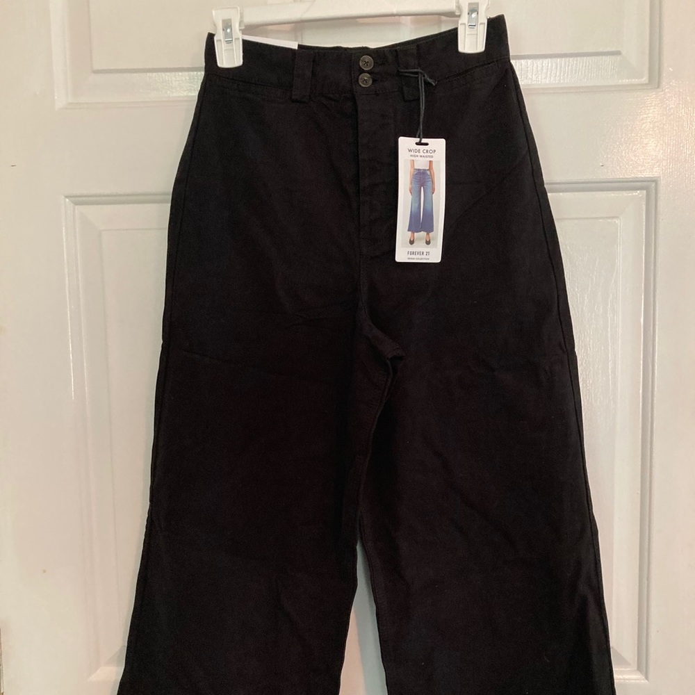 Cropped Wide-Leg High-Rise Black Pants
